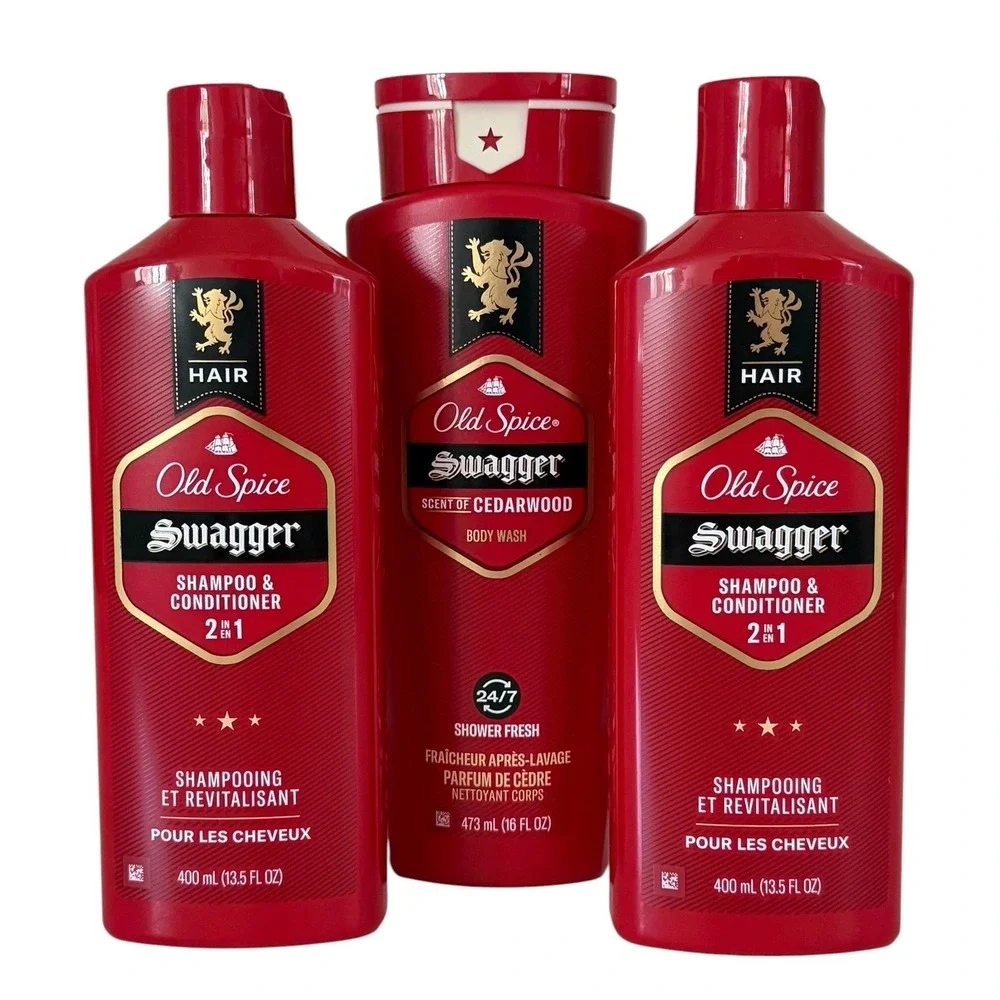 Old Spice Swagger Cedarwood Body Wash and 2-in-1 Shampoo Conditioner 3pc Set Men